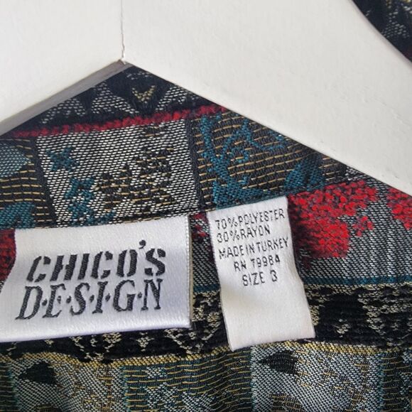 Chico's Design womens Floral Tapestry jacket size L art to wear button front - Picture 8 of 8